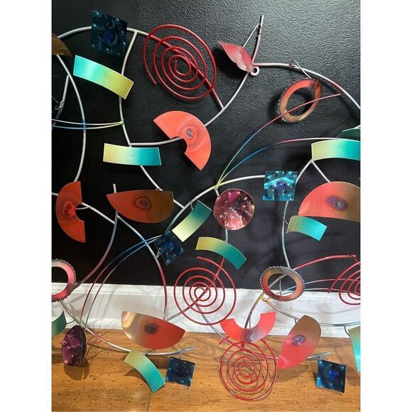Metal abstract colorful wall art c jere style - Picture 3 of 5